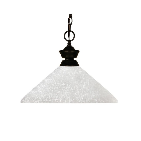 Z-Lite Challenger 1 Light Pendant, Bronze & White Linen 100701BRZ-AWL14 - main